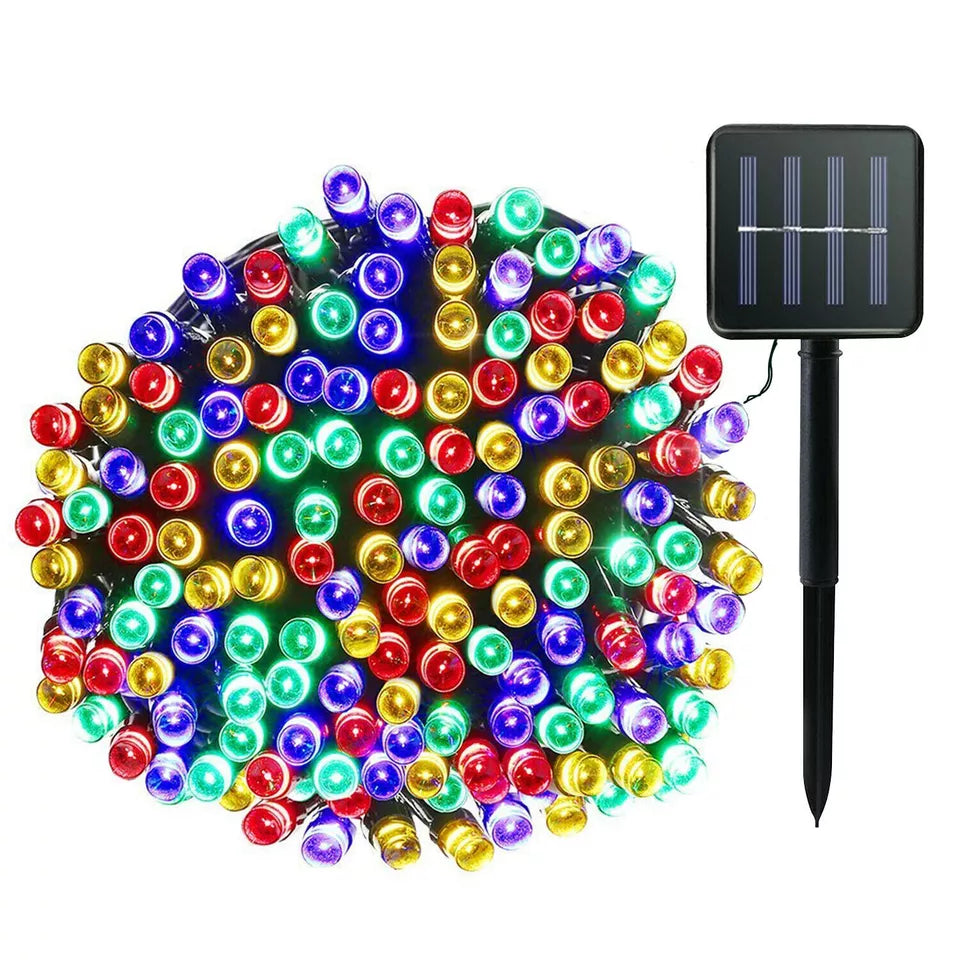 LUCES NAVIDEÑAS CON PANEL SOLAR MULTICOLOR